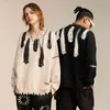 Men's Hoodies Sweatshirts Hip Hop Knitted Sweaters Men Harajuku Vintage Hole Ghost Graphic Jumpers Streetwear Punk Casual Oversized O-Neck Pullover Unisex 230821