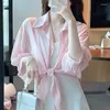 Frauenblusen 2023 Chiffon Bluse lässige solide weibliche Hemden Outwear Frauen Tops Büro Lady V-Ausschnitt Button Loose Clothing Chic 26969