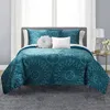 Ensembles de literie Mainstays 10PCS Teal Velvet Medallion Bed in a Bag Set avec draps et 3 oreillers Dec 230818