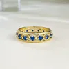 Cluster Rings SpringLady 18K Gold Plated 925 Sterling Silver Lab Sapphire Gemstone Wedding Party Fine Jewelry Vintage Ring For Women