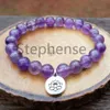 MG0691 Naturel 2A Grade Améthyste Bracelet Cristaux Naturels Guérison Coeur Chakra Bracelet À La Mode Femmes Yoga Mala Bracelet207n