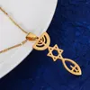 Colares pendentes de colar messiânico da moda Holy Menorah Hexagrama Hanukiah chanukkiyah jóias
