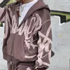 Мужские толстовки 2023, американская готическая винтажная толстовка, уличная толстовка с буквенным принтом и длинными рукавами, панк-гранж, куртка на молнии, одежда Y2k