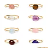 Solitaire Ring Natural Stone Irregar Crystal Female Simple Generous Girlfriends Accompanying Gemstone Drop Delivery Jewelry Dhoul