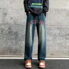 Men's Jeans 2023 Spring/Summer American Embroidery Retro Wash Straight Tube Loose Drop Long Pants