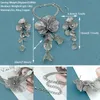 Ohrringe Halskette handgefertigte Kupferblumen -Halskette und Ohrringe für Frauen Accessoires Femme Mode Silber Farbe Schmucksets Party Geschenke 230820