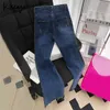 Damesjeans pailletten onderzochte Rhinestone trompet jeans vrouwen die een mager rek gevormd wijd uitlopende denim negende broek Koreaanse rafe enkellengte broek