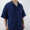 Erkekler Sıradan Gömlekler 2023 Yaz Miyake Pileli Klasik Yakası Yaka Siyah Gömlek MAN KISA SLEEVED tek göğüslü gevşek bluz TOP