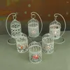 Kerzenhalter hohl Candlestick Teelight Hang Lantern Vogel Käfig Vintage Metallhalter Tisch Kernstück Hochzeit Mittelstücke Dekoration