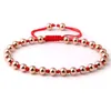 Bracelets porte-bonheur Anil Arjandas Tissage de corde rouge / noir européen américain pour les amoureux Bracelet tressé en perles rondes en acier inoxydable de 5 mm