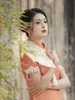 Roupas étnicas modernas aprimoradas cheongsam 2023 plus size verão laranja jovem menina chinesa qipao vestido de tang sang terno hanfu para mulheres