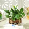 Plantas de simulação de flores decorativas Potes de madeira Bonsai Office Decoration Garden Garden Ornamento Doméstica Os suprimentos domésticos de alta qualidade