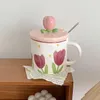 Mugs Girl Heart Tulip Cup Covere Office Ins Style Mug High Beauty Ceramic Birthday Present Kawaii Coffee