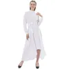 Igreja católica feminina vestido de clero manga longa solto elegante sacerdote maxi vestidos com guia inserir colarinho e cintos 285v