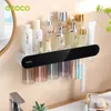 Toothbrush Holders ECOCO 2/3/4 Cups Magnetic Adsorption Toothbrush Holder Automatic Squeezer Toothpaste Dispenser Storage Rack Bathroom Accessories 230820