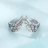 Bagues de grappe S925 Bague d'ouverture en argent sterling Simple rétro aile transformant l'étoile dans l'univers Lunettes pour doigt