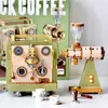 Blocks Creative Vintage Milan Early Spring Coffee Maker Set Building Blocks Bean Grinder Model Desktop Ornament B Toy for Kid Gift R230817