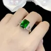 Anneaux de mariage Summer Luxury Love Group Zircon Imitation Emerald Tourmaline Ouverture Bague réglable Mode Dames Bijoux de mariée