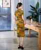 Abbigliamento etnico donna tradizionale cinese vintage stampato in raso cheongsam ha lungometraggio abito da ballo da ballo qipao da ballo