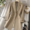 Costumes pour femmes Automne Hiver Veste Femmes Long Blazer Kaki Café Noir Bureau Dames Formelles Affaires Travail Porter Manteau Femme Survêtement