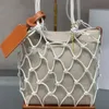 Beach Bag Handbags Grid Bags Knitting Clutch Woven Mesh Pocket Hollowed Bag Woven Handbags Women Hollow Net Rope Shoulder Basket Ladies Beach Purses