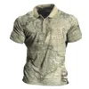 Heren Polos Summer Retro Polo Shirt 3D Gedrukt scheepsaanwijzer Patroon T-shirt Revers Casual Business korte mouwen