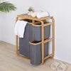 Waschbeutel Bambus schmutziger Korb Stoff Aufbewahrung großer Kapazität Kleidung Rack wasserdichter Organizer