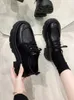 Zapatos de vestir Estilo británico Mujer 2023 Punta redonda Calzado femenino Zapatillas de deporte casuales Mocasines con piel Pisos negros AllMatch Oxfords Modis Clo 230818