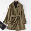 Womens Wool Blends Double Sided Cashmere Coat Short Autumnwinter Small Suit Collar 100 Pure 230818