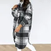 Femmes laine mélanges vêtements d'extérieur mode plaid laine manteau à manches longues bouton imprimé ouvert avant cardigan 230818