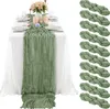 Bordslöpare Wholesale 2/6pcs Gace Table Runner Wedding Sage Semi-Sheer Vintage Cheesecloth Dining Party Christmas Banket Arches Cake Decor 230818