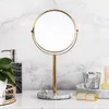 Bath Accessory Set Natural Marble 360 Rotating Makeup Vanity Mirror Golden Desktop Double Sided 2X Magnifier Stand Bathroom Accessories