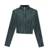 여자 S 재킷 가을 자켓 여자 반짝이는 짧은 여성 패션 긴 소매 디자인 감각 섹시한 바닥 셔츠 230821