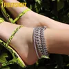 Anklets Parkeren CZ Rechthoek Anklet Hip Hop Punk voor Wonem Jewelry 12mm Iced Out Cubic Zirkon Miami Curb Cuban Link Chain Anklets 230820