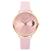 Polshorloges Vrouwen kijken Moon Dial Quartz PU Leather Riem kalenderklokcadeau Drop