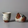 Kupalar el boyalı lotus seramik fincanları sır içinde sır çay bardağı set çaylak kuş kase için balık çay fincanı 230818