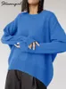 Sweats à capuche pour femmes Sweatshirts Pulls surdimensionnés bleu clair pour femmes Mode Pull lâche vert Casual Automne Pulls Hiver Chaud 230821