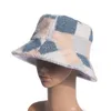 Wide Brim Hats Bucket FOXMOTHER Outdoor Fashion Panama Fishing Caps Faux Fur Check Plaid Bob Chapeau femme Winter gorras 230821