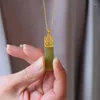 Hänge halsband etnisk kinesisk dubbel lycka jade halsband för kvinnor prospiterande mönster bröllop smycken charm kedjekedja gåva