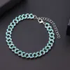 Ny Iced Out Cuban Anklet Armband Rhinestone Hip Hop Jewelry for Women Blue Pink Crystal Foot Chain Summer Beach 230719