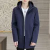 Men's Trench Coats 2023 Spring Autumn Jacket Windbreaker Slim-Fit Windproof Stand Collar Rain Coat Male Fashion C21