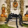 Other Event Party Supplies 30 50cm 75cm 90cm Plush Spider Halloween Decorations for Home Bar Haunted House Horror Props Web Kids Toy 230818