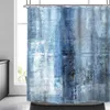 Rideaux de douche abstrait aquarelle bleu rideau de douche océan argent gris blanc froid Art moderne peinture maison salle de bain décor tissu imperméable R230821
