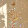 Tuindecoraties lotus zon catcher kristallen regenboog hangende zonnecatcher chakra licht gebrandschilderd glas prisma raam buiten decoratie 230818