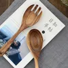 Din sets Sets natuurlijke houten lepel vork dinerkit rijstsoepen bamboe keuken koken thuis servies gereedschap gereedschap soepweespoon