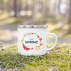 Mugs Hello Spring Enamel Camping Mug Appreciation Original And Fun Gifts Drink Juice Water Dessert Cocoa Milk Handle Cup