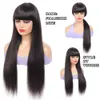 Parrucche sintetiche 100% capelli umani parrucche dritti con frangia di botto per donne bob wig senza macchina con la macchina completa con la frangia da 30 pollici 230818