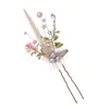 Pinces à cheveux 3 pièces Style luxueux femmes broche femme Cosplay perle forme de fleur pour épais bouclés style décoratif