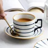 Кружки персонализированный кофе и блюдник с ложками Latte Espresso Cups Ethiopia Office японский стиль керамический чайная чашка 230818