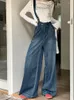 Women's Jeans Summer Women Denim Overalls Fashion Design High Waist Wide Leg Casual Single Shoulder Strap Female Trousers Streetwear